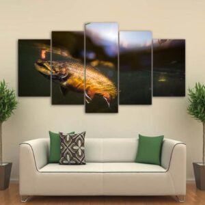 Small Fish - Fishing 5 Panel Canvas Art Wall Decor