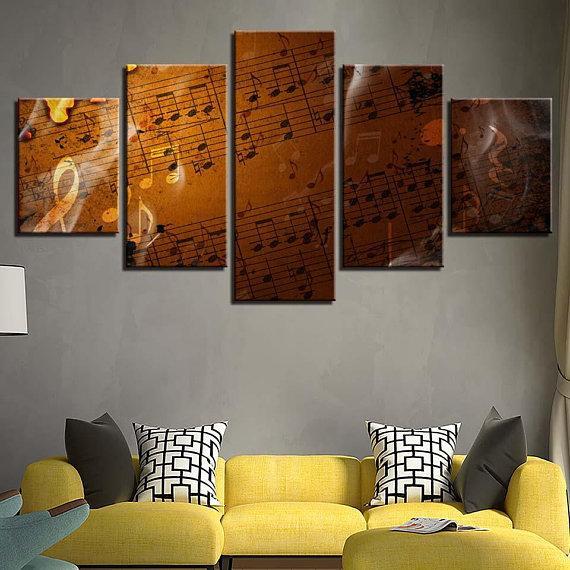 Smokey Music - Music 5 Panel Canvas Art Wall Decor Smokey Music - Music 5 Panel Canvas Art Wall Decor