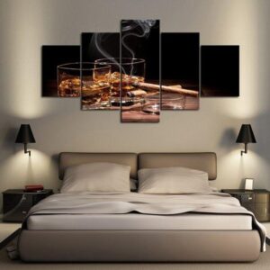 Smokey Whiskey - Abstract 5 Panel Canvas Art Wall Decor