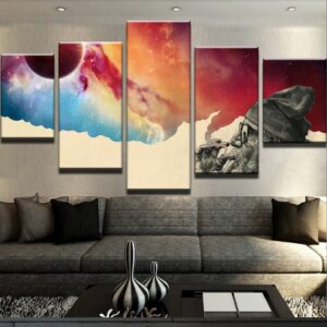 Smoking And Dreaming Marijuana Weed - Abstract 5 Panel Canvas Art Wall Decor