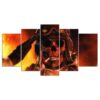 Smoking Army Skull - Abstarct 5 Panel Canvas Art Wall Decor