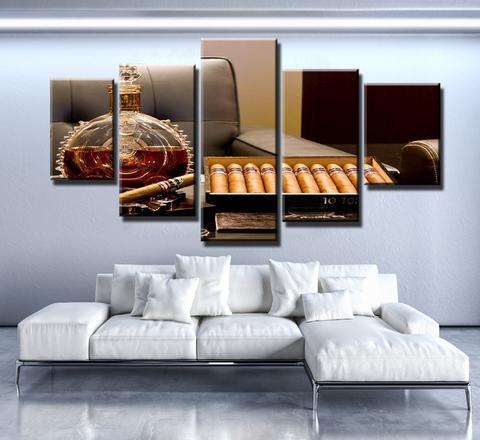 Smooth Cigar - Cigar 5 Panel Canvas Art Wall Decor Smooth Cigar - Cigar 5 Panel Canvas Art Wall Decor