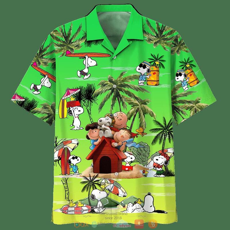 Snoopy And Charlie Brown Friends Summer Beach Green Hawaiian Shirt Snoopy And Charlie Brown Friends Summer Beach Green Hawaiian Shirt