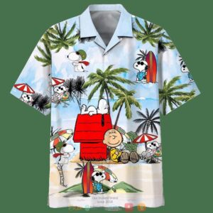 Snoopy And Charlie Brown Friends Summer Light Blue Hawaiian Shirt