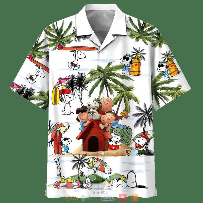 Snoopy And Charlie Brown Friends Summer White Hawaiian Shirt Snoopy And Charlie Brown Friends Summer White Hawaiian Shirt