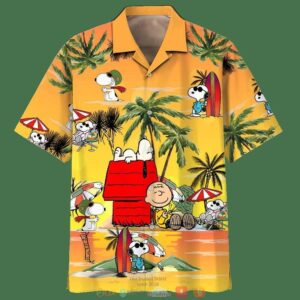 Snoopy And Charlie Brown Summer Sunset Beach Hawaiian Shirt