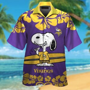 Snoopy Surfing Minnesota Vikings Hawaiian Shirt