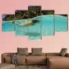 Snorkeler Diving In Blue Lagoon - Sport 5 Panel Canvas Art Wall Decor