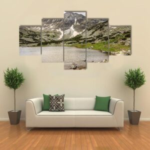 Snow Covered Landscape Of Rila Mountain And Lake - Nature 5 Panel Canvas Art Wall Decor