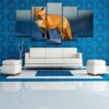 Snow Fox - Animal 5 Panel Canvas Art Wall Decor