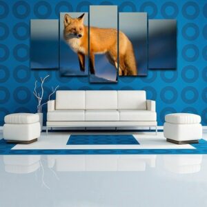 Snow Fox - Animal 5 Panel Canvas Art Wall Decor