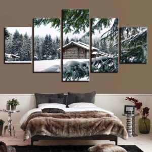 Snow House - Nature 5 Panel Canvas Art Wall Decor