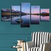 Snow Mountain And River - Nature 5 Panel Canvas Art Wall Decor