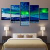 Snow Mountain Aurora - Nature 5 Panel Canvas Art Wall Decor