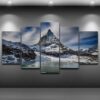 Snow Mountain Beautiful - Nature 5 Panel Canvas Art Wall Decor