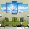 Snow Mountain Blue Sky - Nature 5 Panel Canvas Art Wall Decor