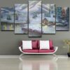Snow Mountain Cabin 01 - Nature 5 Panel Canvas Art Wall Decor