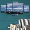 Snow Mountain Lake Blue Sky White Cloud - Nature 5 Panel Canvas Art Wall Decor
