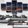 Snow Mountain Large - Nature 5 Panel Canvas Art Wall Decor