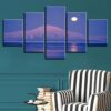 Snow Mountain Moon 01 - Space 5 Panel Canvas Art Wall Decor