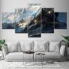 Snow Mountain Train - Automative 5 Panel Canvas Art Wall Decor