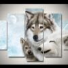 Snow Mountain wolves 01 - Animal 5 Panel Canvas Art Wall Decor