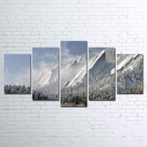 Snow Mountain - Nature 5 Panel Canvas Art Wall Decor