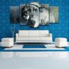Snow Wolf 03 - Animal 5 Panel Canvas Art Wall Decor