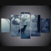 Snow animal deer forest 01 - Animal 5 Panel Canvas Art Wall Decor