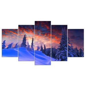 Snow scene 01 - Nature 5 Panel Canvas Art Wall Decor