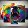 Snowball Roar - Abstract 5 Panel Canvas Art Wall Decor