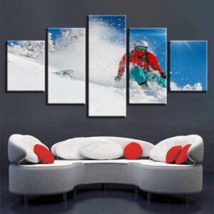 Snowboard Mountain - Sport 5 Panel Canvas Art Wall Decor