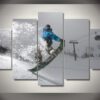 Snowboarding Nose Grab Trick - Sport 5 Panel Canvas Art Wall Decor