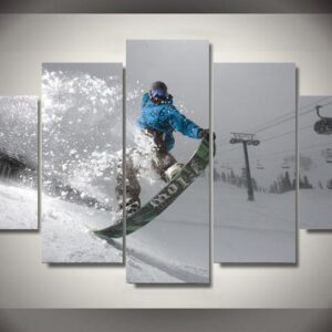 Snowboarding Nose Grab Trick - Sport 5 Panel Canvas Art Wall Decor