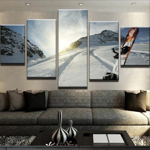 Snowboarding View - Nature 5 Panel Canvas Art Wall Decor Snowboarding View - Nature 5 Panel Canvas Art Wall Decor