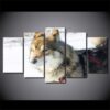Snowfield Animal Wolf Dog Or Bedroom - Animal 5 Panel Canvas Art Wall Decor