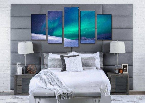 Snowy Night - Nature 5 Panel Canvas Art Wall Decor Snowy Night - Nature 5 Panel Canvas Art Wall Decor