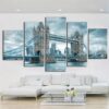 Snowy Tower Bridge London England - Nature 5 Panel Canvas Art Wall Decor