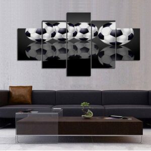 Soccer Balls 02 - Sport 5 Panel Canvas Art Wall Decor