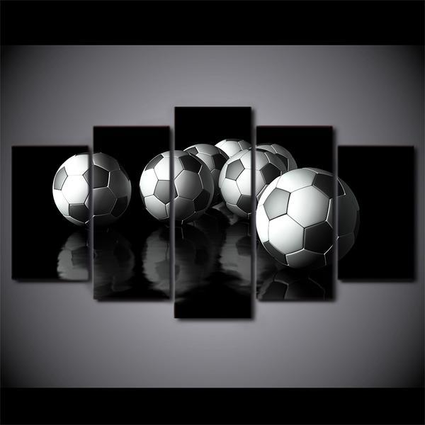 Soccer Football Ball - Sport 5 Panel Canvas Art Wall Decor Soccer Football Ball - Sport 5 Panel Canvas Art Wall Decor