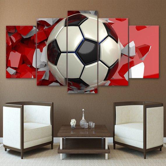 Soccer Football - Abstract Sport 5 Panel Canvas Art Wall Decor Soccer Football - Abstract Sport 5 Panel Canvas Art Wall Decor