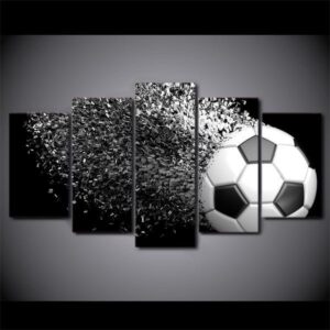 Soccer Splash Disintegrate - Sport 5 Panel Canvas Art Wall Decor