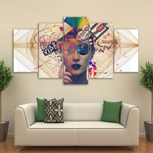 Social Media Youtube Psychedelic Woman - Music 5 Panel Canvas Art Wall Decor Social Media Youtube Psychedelic Woman - Music 5 Panel Canvas Art Wall Decor