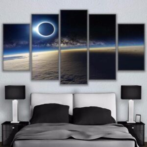 Solar Eclipse - Space 5 Panel Canvas Art Wall Decor