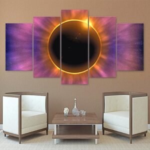 Solar Eclipse - Space Universe 5 Panel Canvas Art Wall Decor