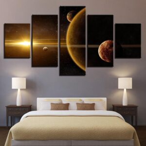 Solar System Planets 01 - Space 5 Panel Canvas Art Wall Decor
