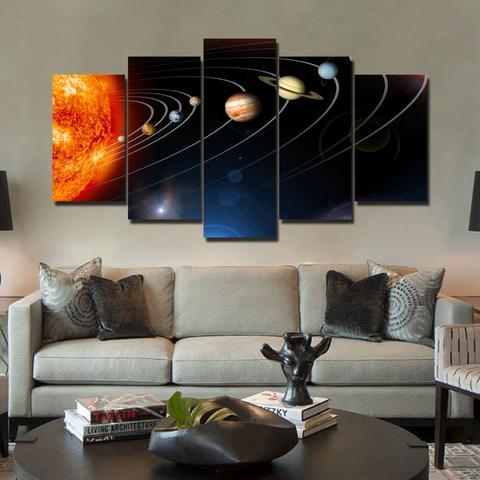 Solar System - Space 5 Panel Canvas Art Wall Decor Solar System - Space 5 Panel Canvas Art Wall Decor