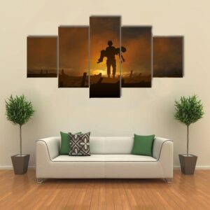 Soldier Carrying A Wounded Comrade - Army 5 Panel Canvas Art Wall Decor