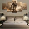Soldier Marine Combat Army - Gaming 5 Panel Canvas Art Wall Decor
