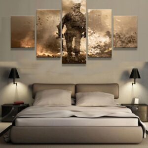 Soldier Marine Combat Army - Gaming 5 Panel Canvas Art Wall Decor
